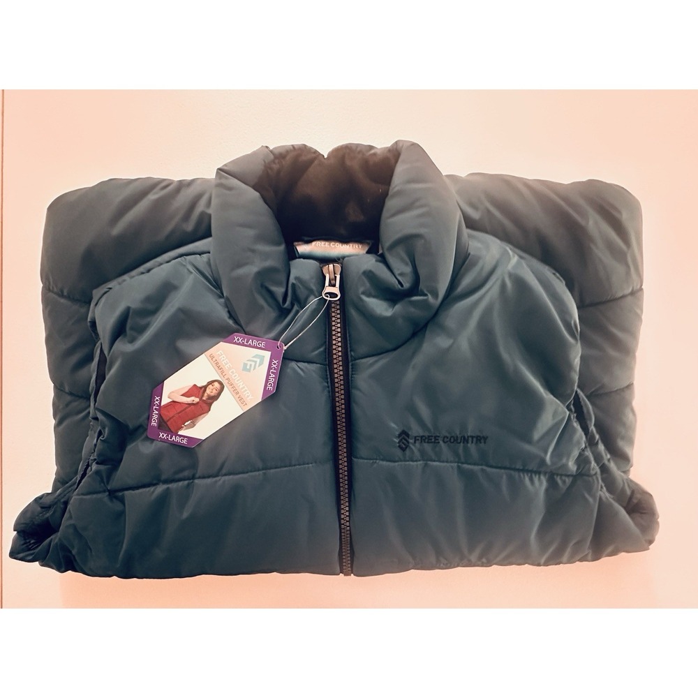 Free Country Women's Blue Solid Ultralite Puffer Vest Collared Full Zip XXL NWT - Picture 7 of 7